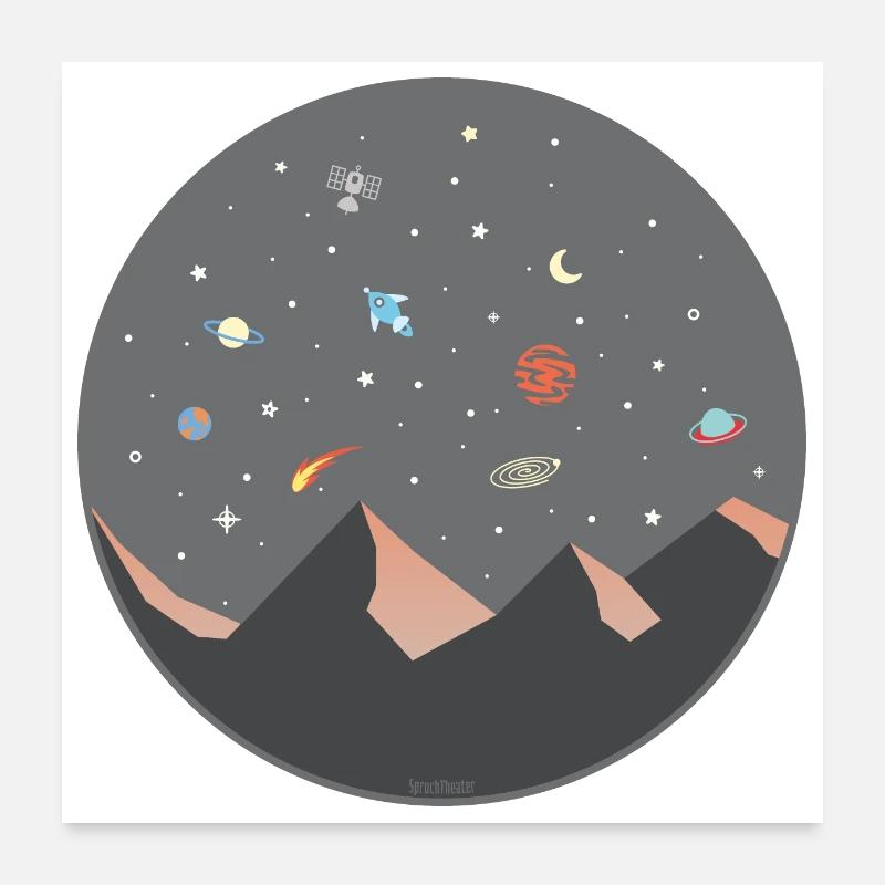 🪐 Starry sky with planets - Poster 24" x 24" (60x60 cm) - white
