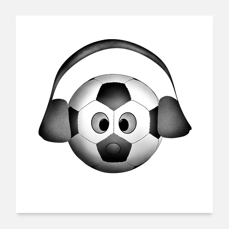 Fußball Kopfhörer Poster 60x60 cm