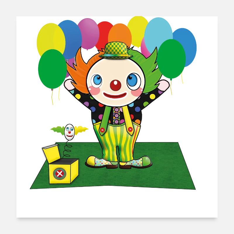 Clown - Poster 60x60 cm - Weiß