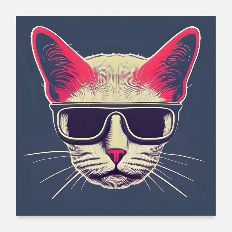 Cool cat with sunglasses Poster 24" x 24" (60x60 cm)