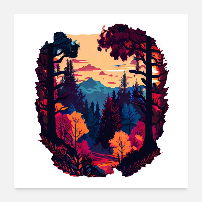 Bunter Wald Poster 60x60 cm