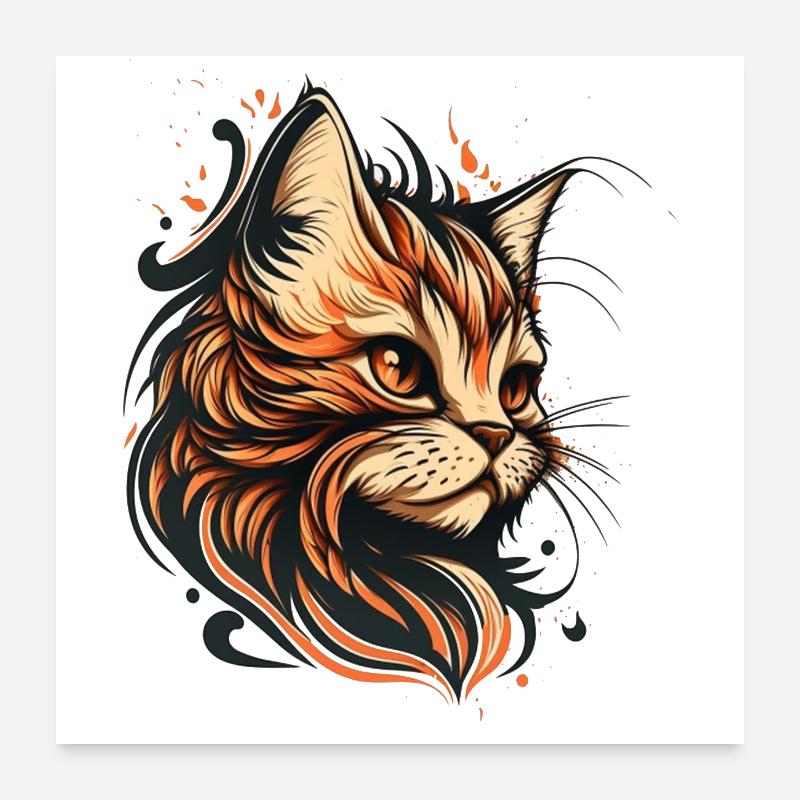 Chat mignon chat chat pour filles femmes Poster 60 x 60 cm