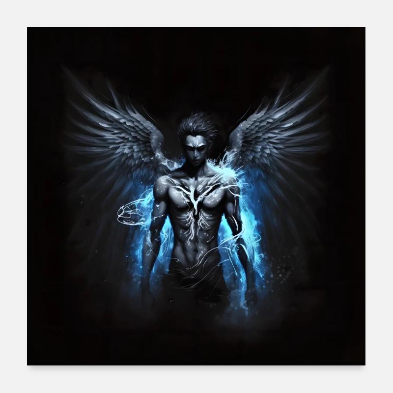 Blauer Mann Engel Poster 60x60 cm