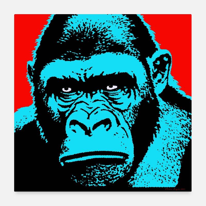 Gorille en Pop Art Poster 60 x 60 cm