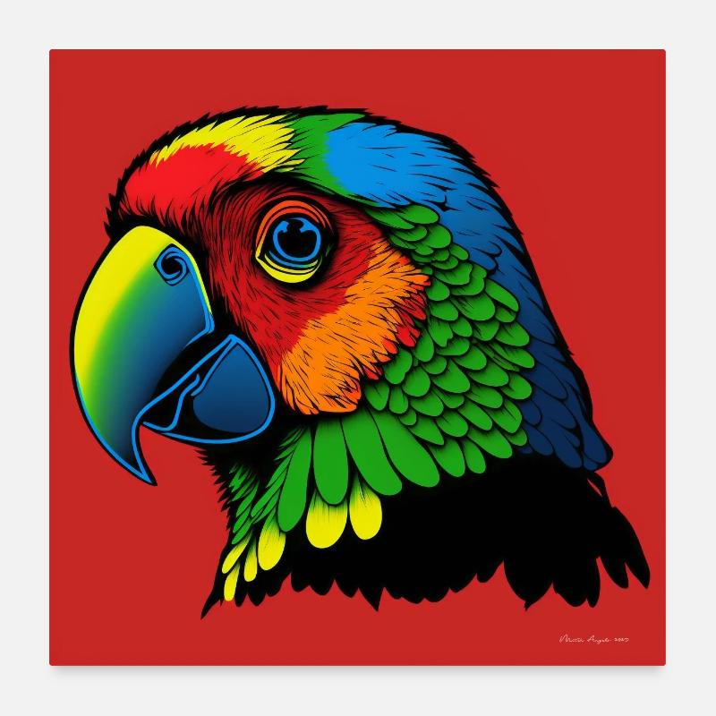 Perroquet en Pop Art Poster 60 x 60 cm