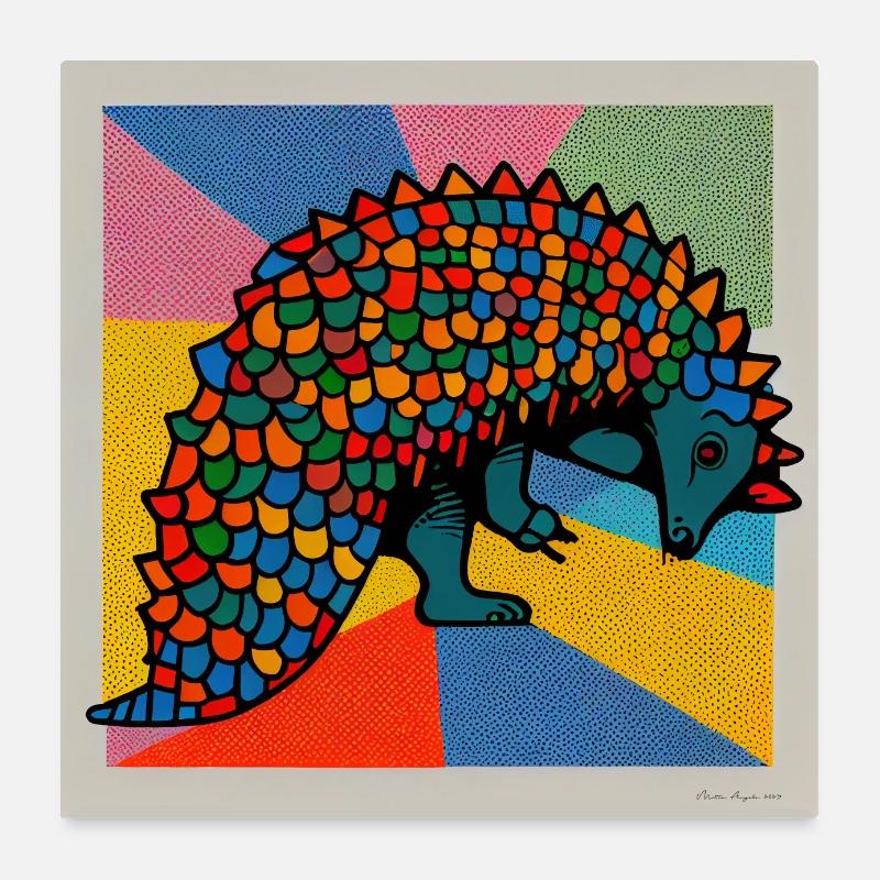 Pangolin en Pop Art Poster 60 x 60 cm