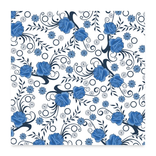Flores Azules - Póster 60x60 cm