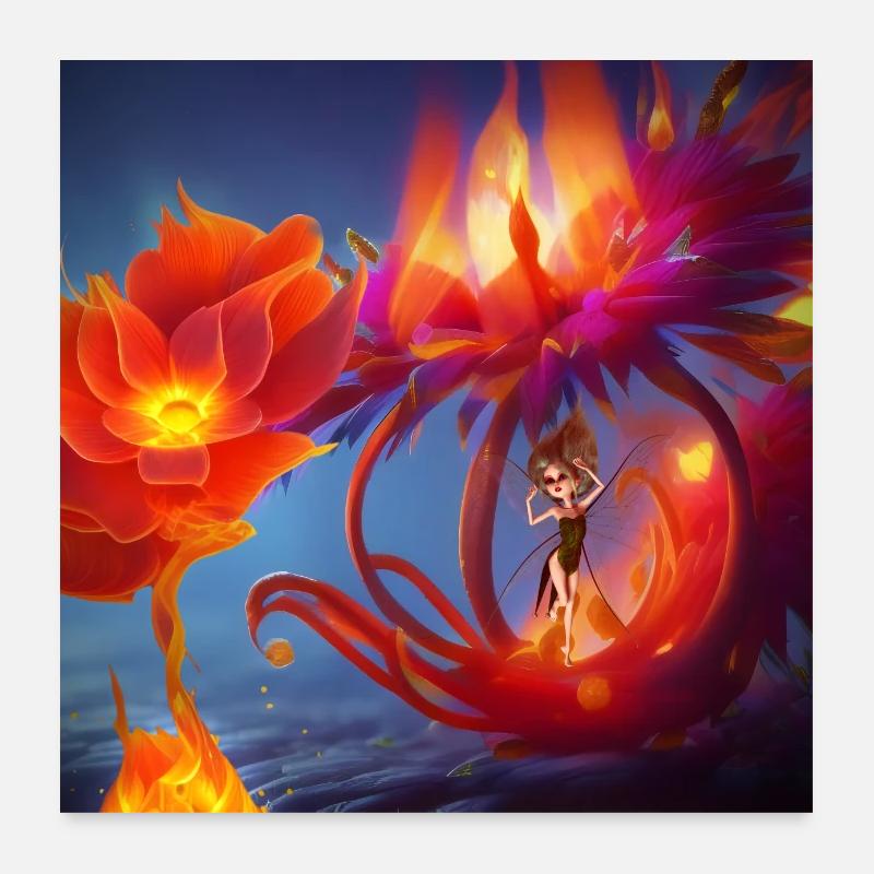 La fleur de feu toujours fleurissante de fée. Poster 60 x 60 cm