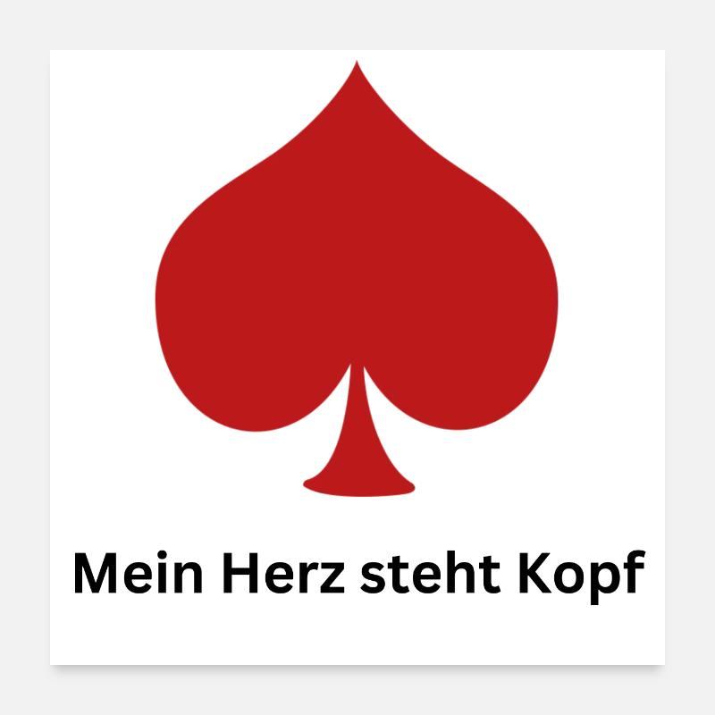Mein Herz steht Kopf - Poster 60x60 cm - Weiß