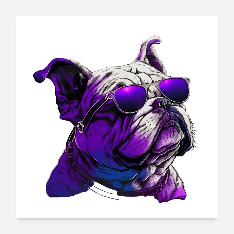 Bouledogue avec lunettes cadeau Poster 60 x 60 cm