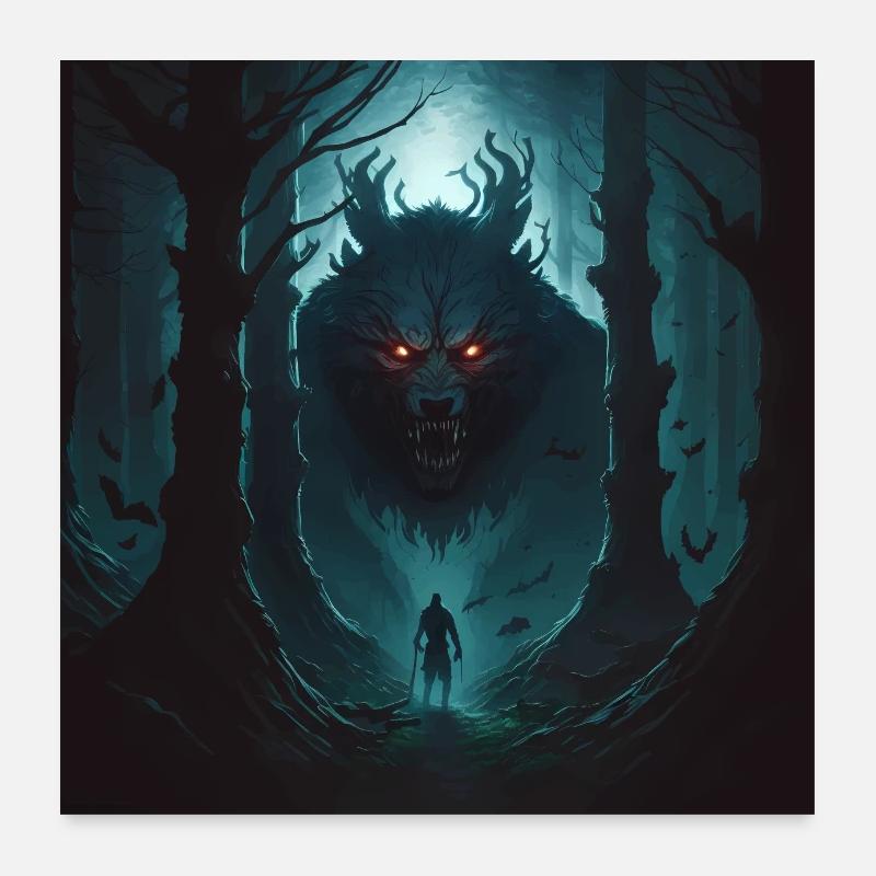 Schattenjäger der Uralten Wälder Version 2 Poster 60x60 cm