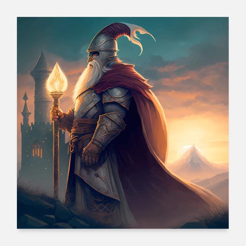 Mashup Mystical Mage on a Mountain & Epic Poster 24" x 24" (60x60 cm)