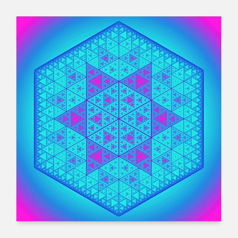 Neon Sierpinski Stern Poster 60x60 cm