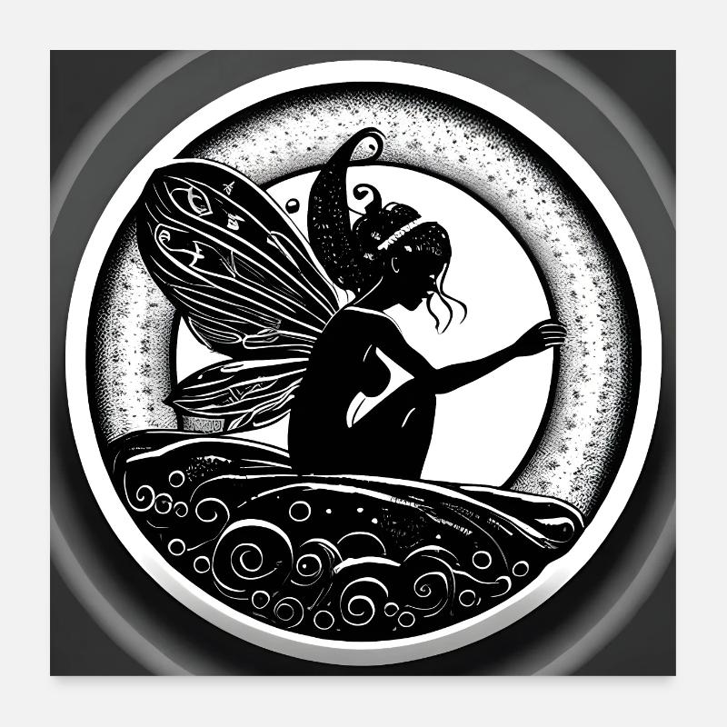 Elfe Silhouette Petite Fée Poster 60 x 60 cm