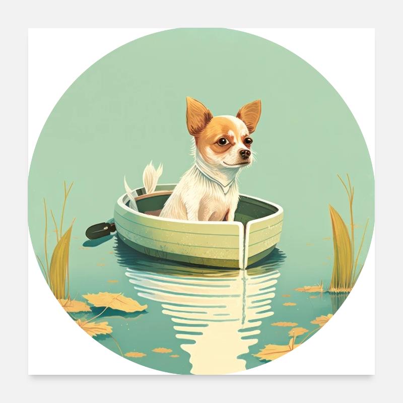 Hund in einem See Poster 60x60 cm