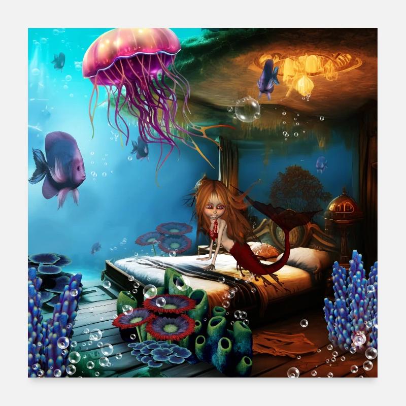 Petite Sirène à la maison Poster 60 x 60 cm