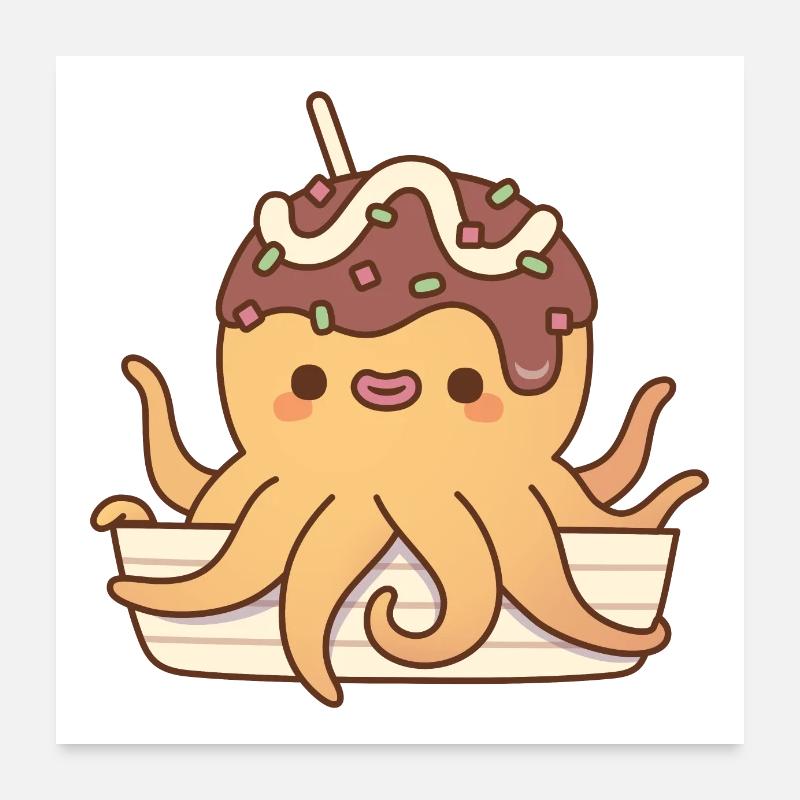 Mignon Octopus Japanese Takoyaki Snack Poster 60 x 60 cm