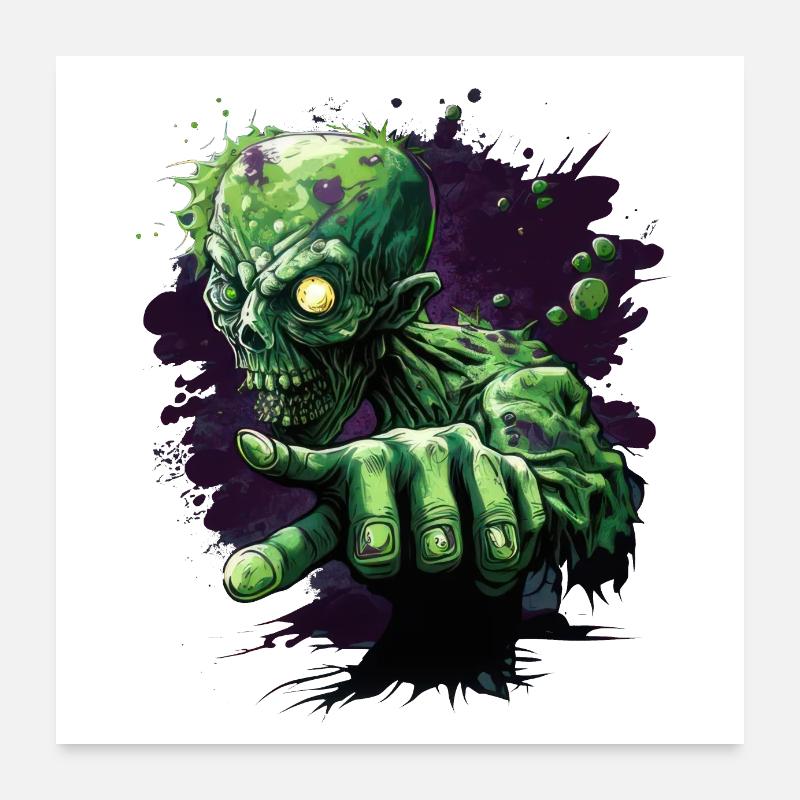 Green zombie Poster 24" x 24" (60x60 cm)
