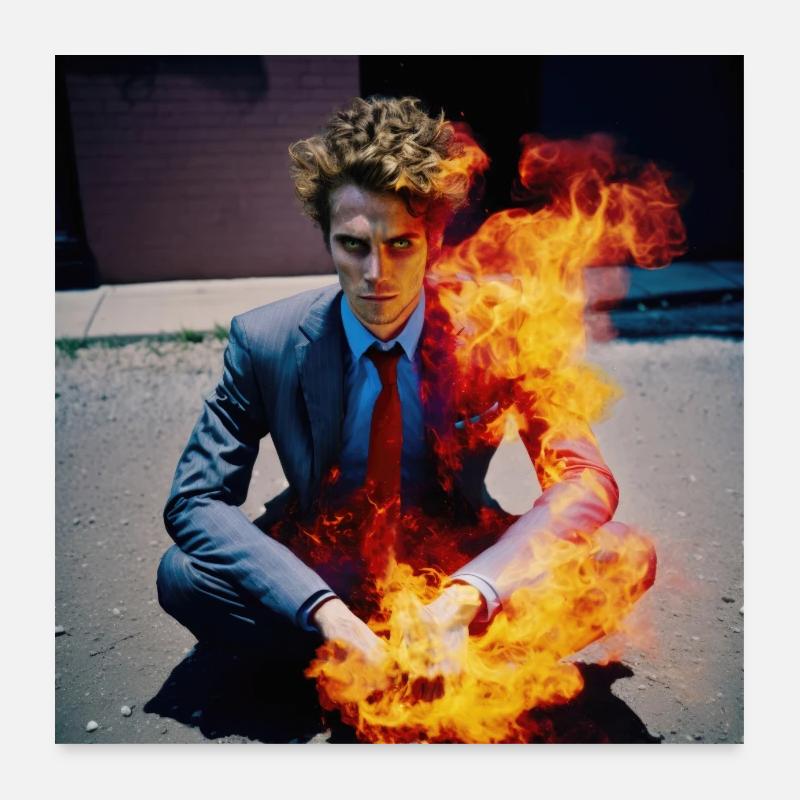Burning Man 01 - Poster 60 x 60 cm - blanc