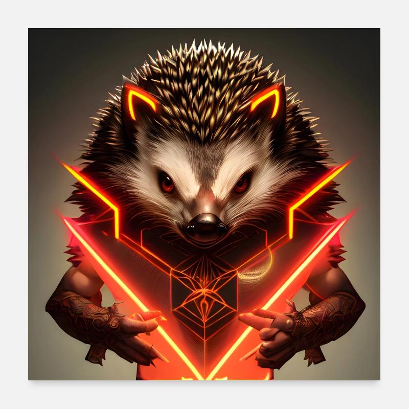 Leuchtend roter Igel - Poster 60x60 cm - Weiß