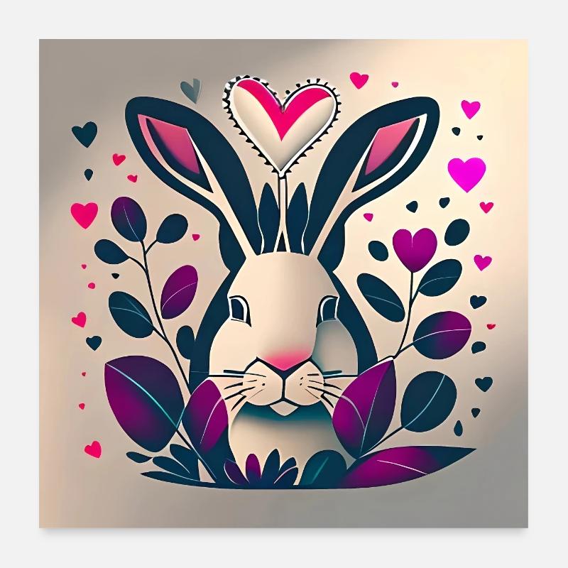 Lapin de Pâques rose abstrait Poster 60 x 60 cm