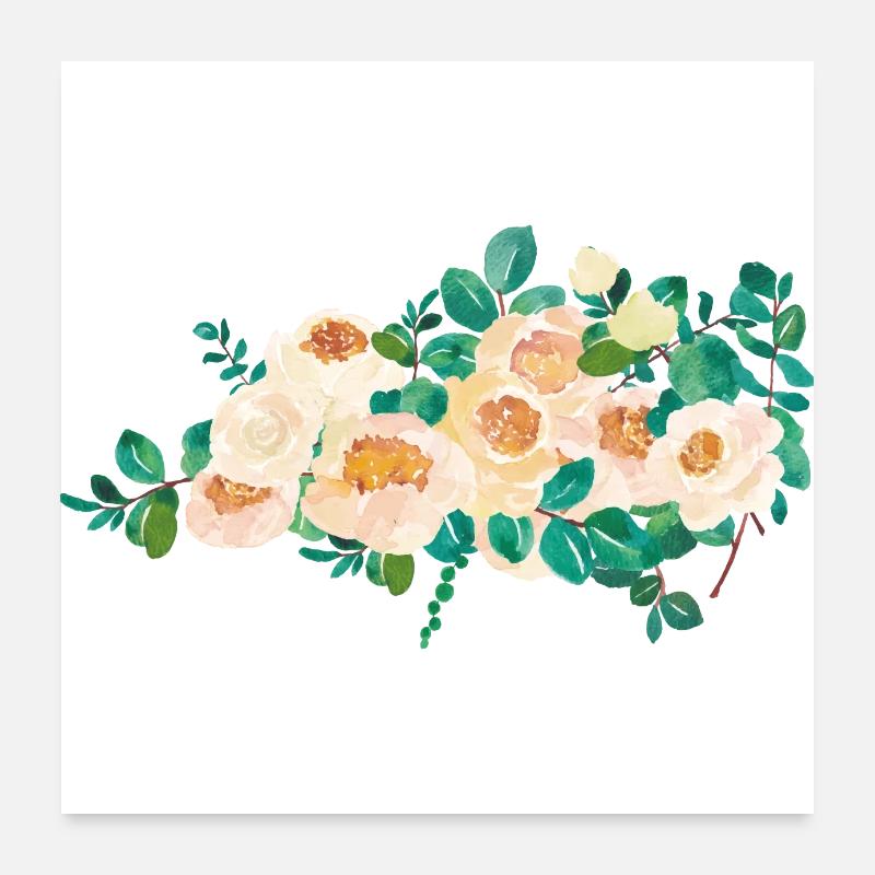 Watercolor flowers Poster 24" x 24" (60x60 cm)