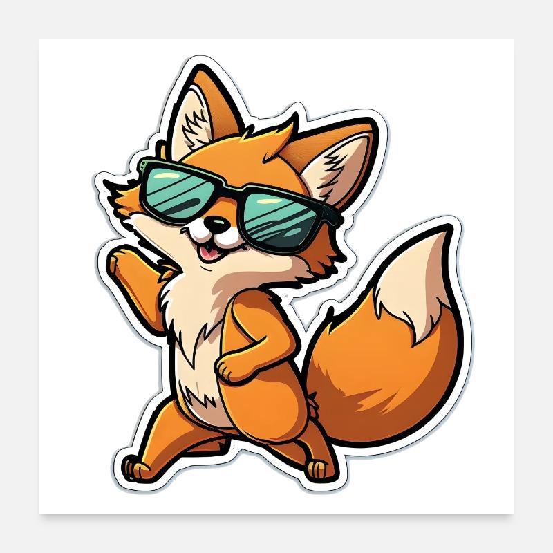 Fox with sunglasses Poster 24" x 24" (60x60 cm)