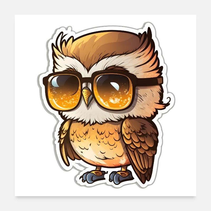 coole Eule mit Sonnenbrille Poster 60x60 cm