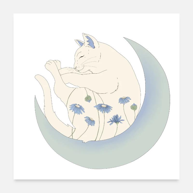 Chat sur la lune Poster 60 x 60 cm