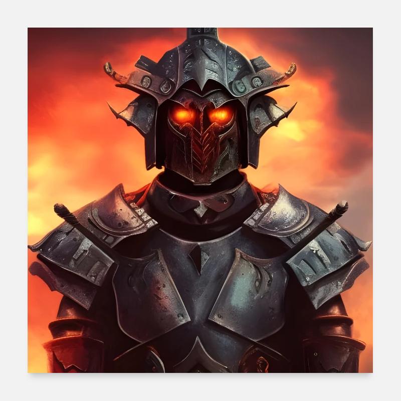 Krieger des Elementes Feuer Poster 60x60 cm