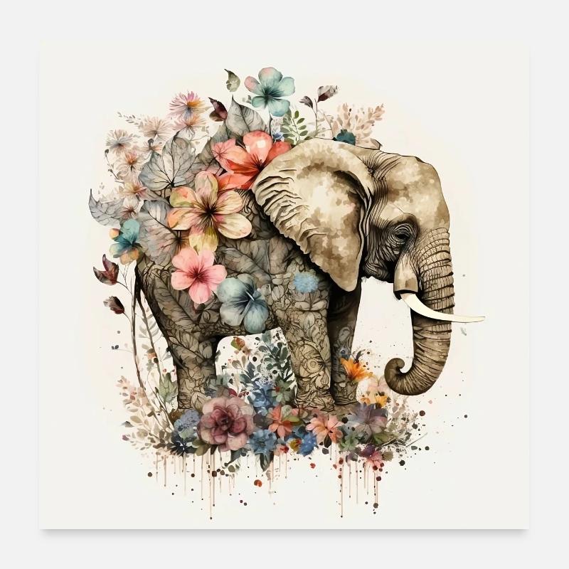 Kleiner Elefant Poster 60x60 cm