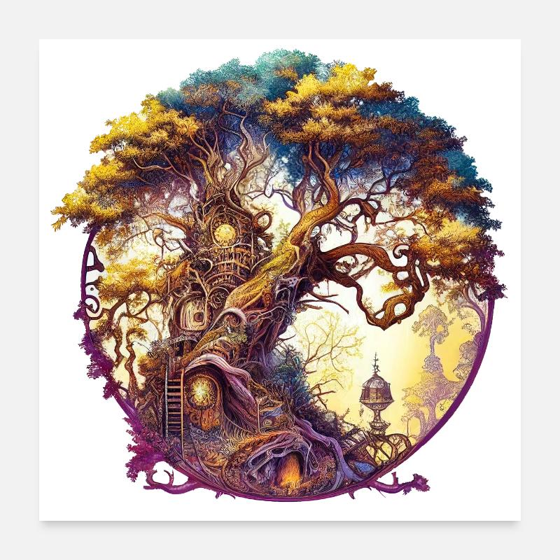 Cabane dans les arbres série n° 1 Poster 60 x 60 cm