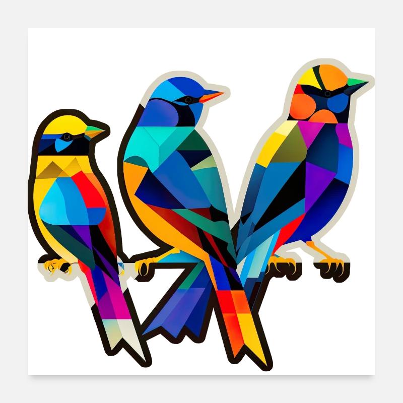 Trois petits oiseaux Poster 60 x 60 cm
