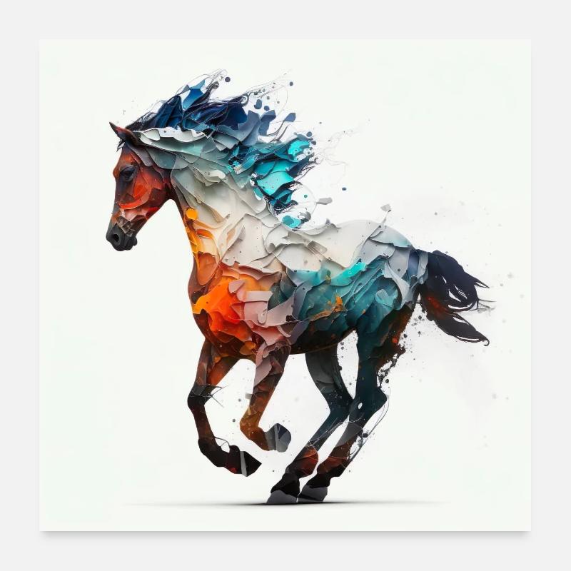 Cheval fougueux n°9 Poster 60 x 60 cm