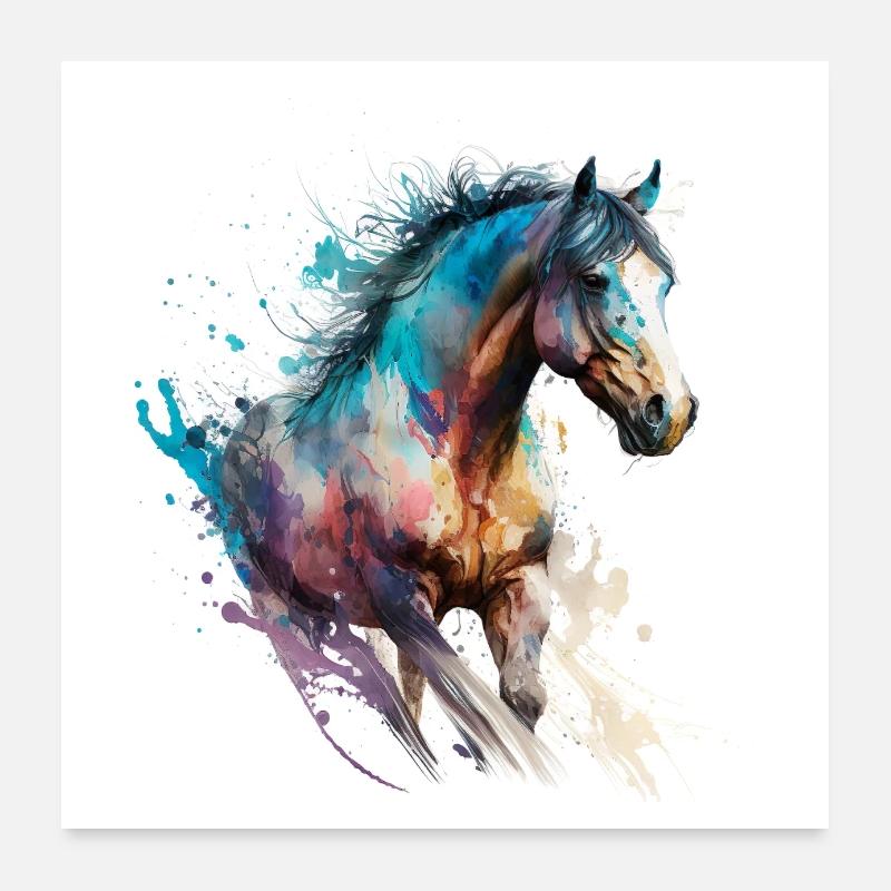 Cheval fougueux n°5 Poster 60 x 60 cm