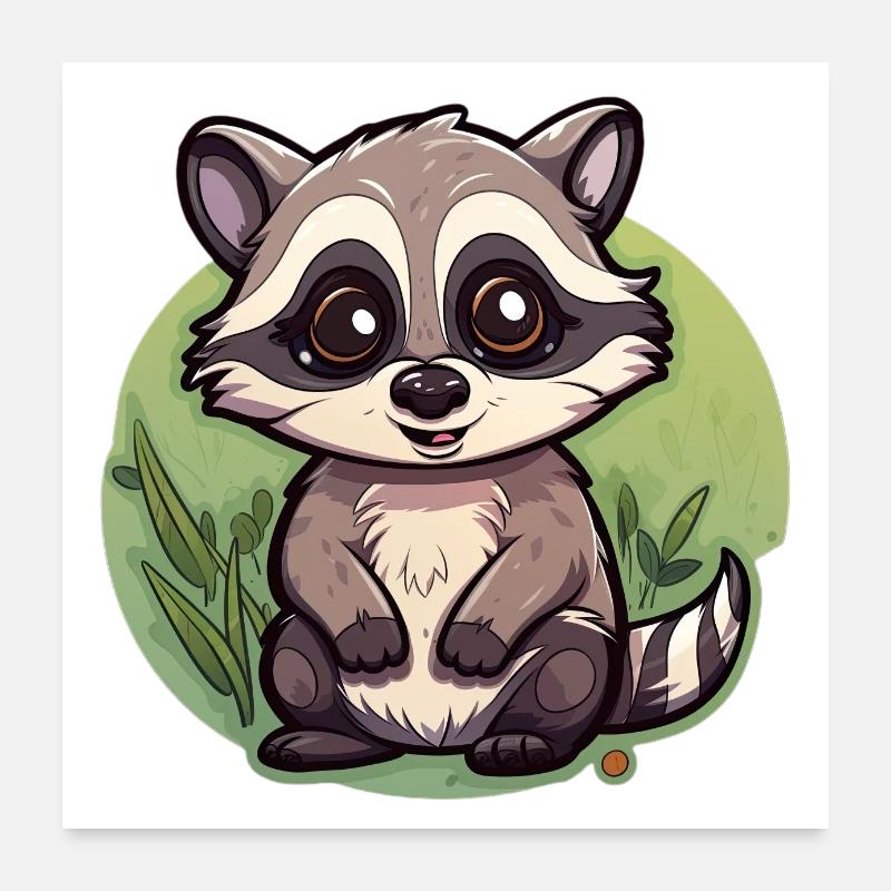 Niedlicher kleiner Waschbär Poster 60x60 cm