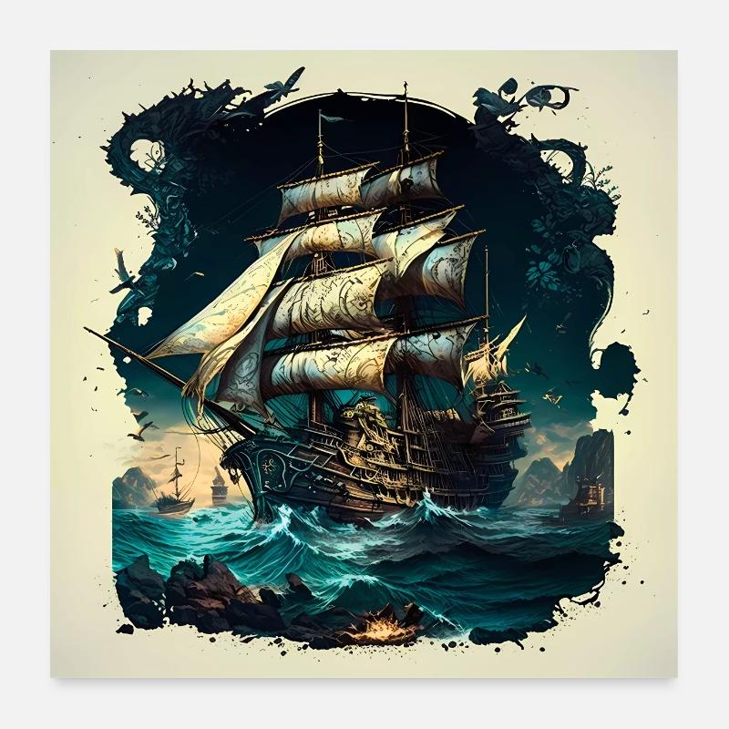 Pirate ship Poster 24" x 24" (60x60 cm)