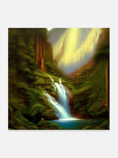 Wasserfall - Poster 60x60 cm - Weiß - Vorne