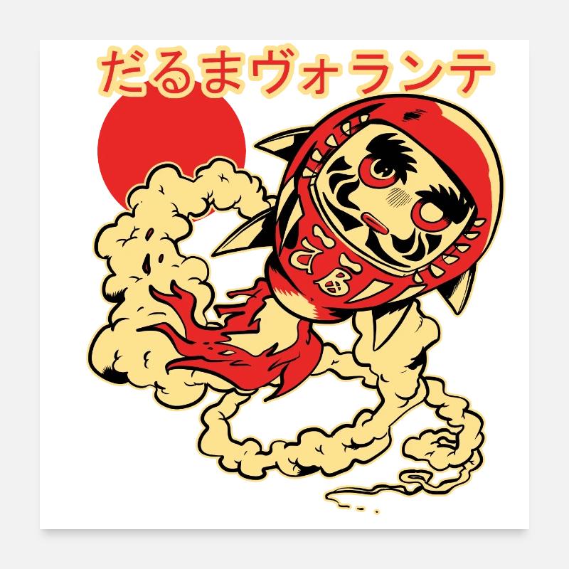 Fliegende Daruma-Puppe Poster 60x60 cm