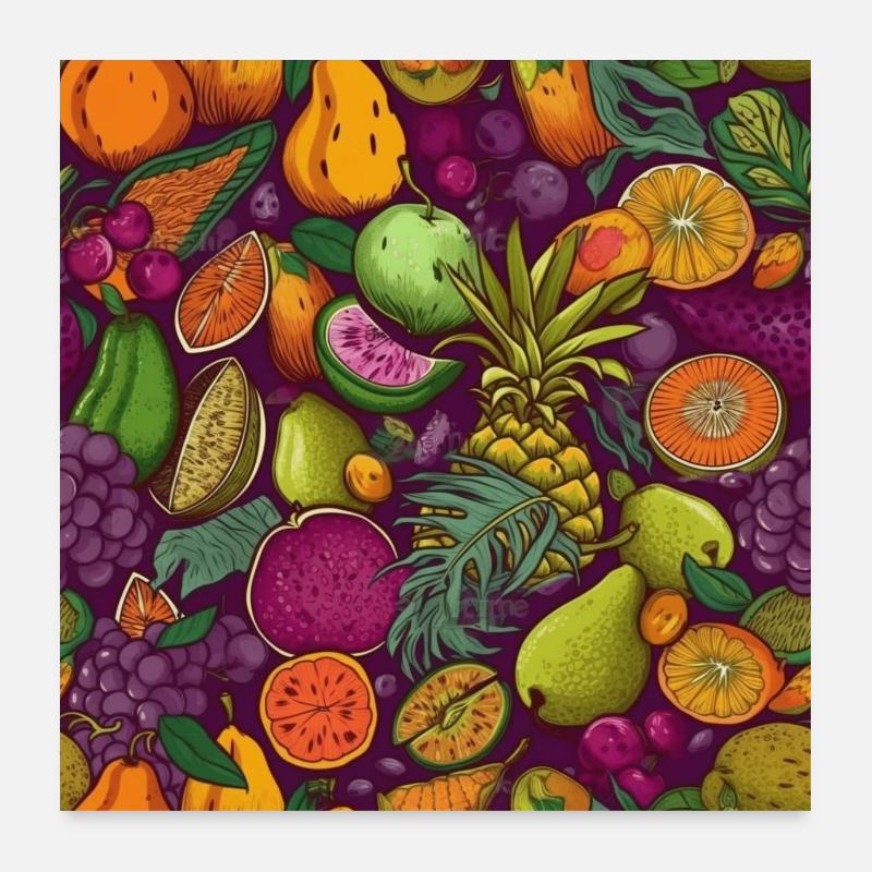 Exotic Fruit Tropical Vegetables Gift Fruit Poster 24" x 24" (60x60 cm)