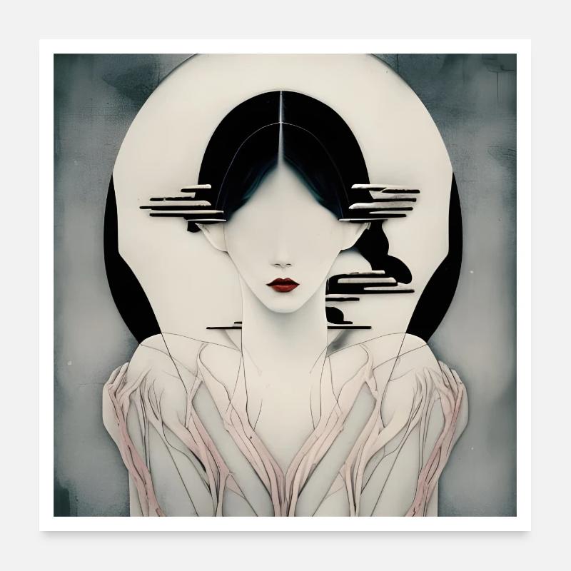 Cheveux et Lune Poster 60 x 60 cm