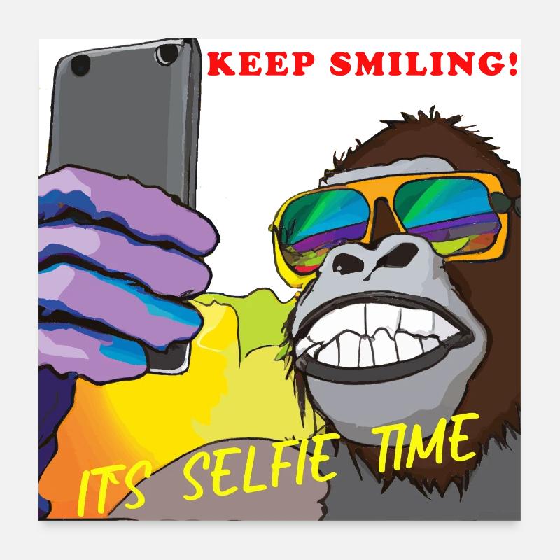 Funny gorilla makes selfie gift Poster 24" x 24" (60x60 cm)
