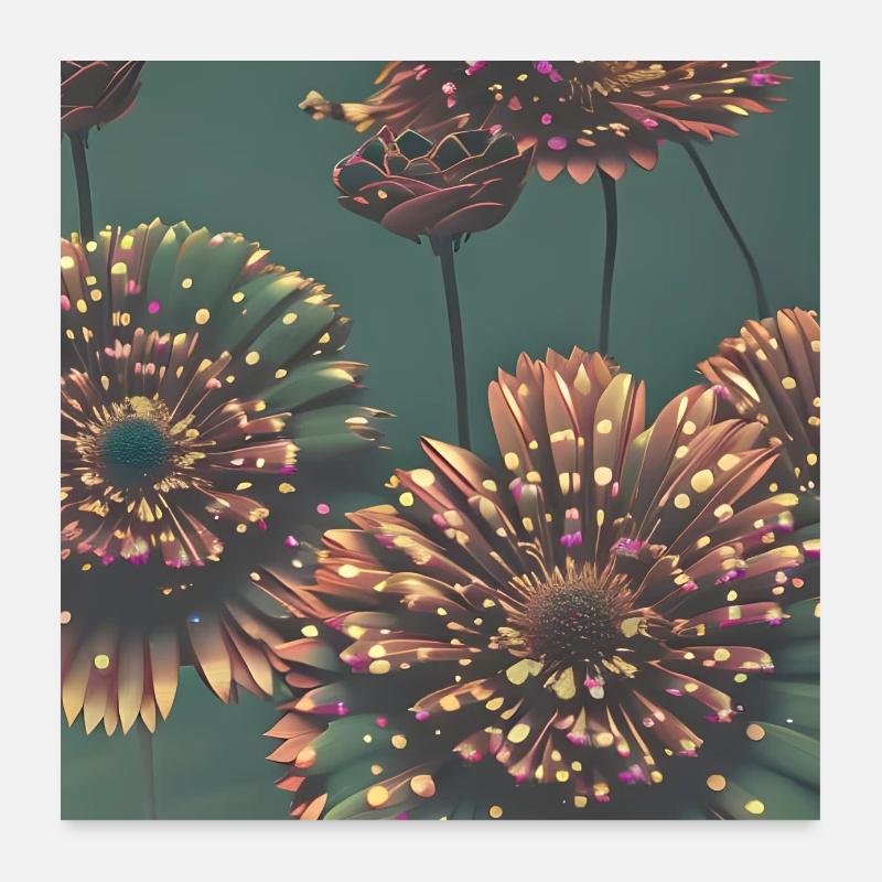 Flowers with dots Poster 24" x 24" (60x60 cm)
