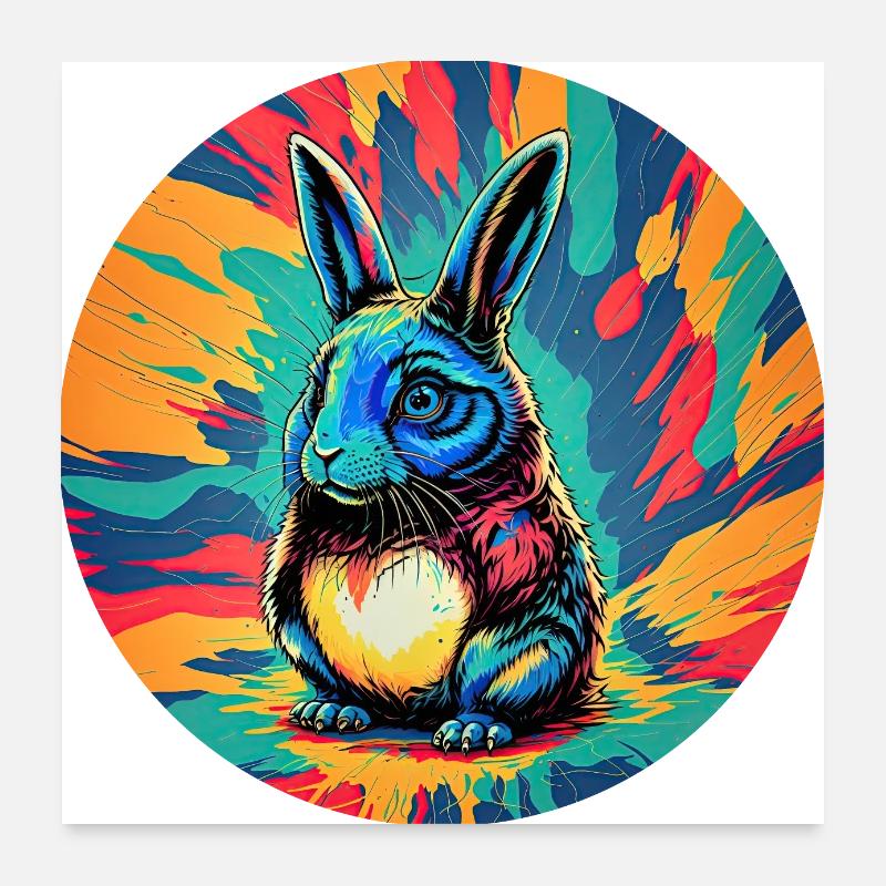 Psychedelischer Osterhase Poster 60x60 cm