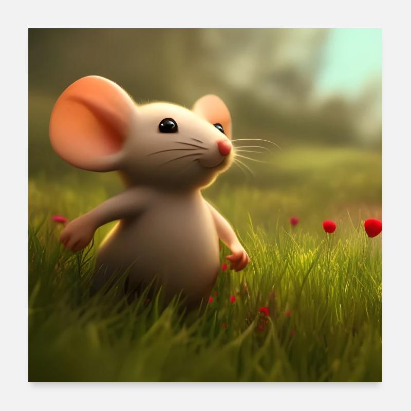 Souris en promenade Poster 60 x 60 cm