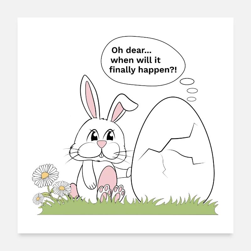 Lapin et œuf Poster 60 x 60 cm