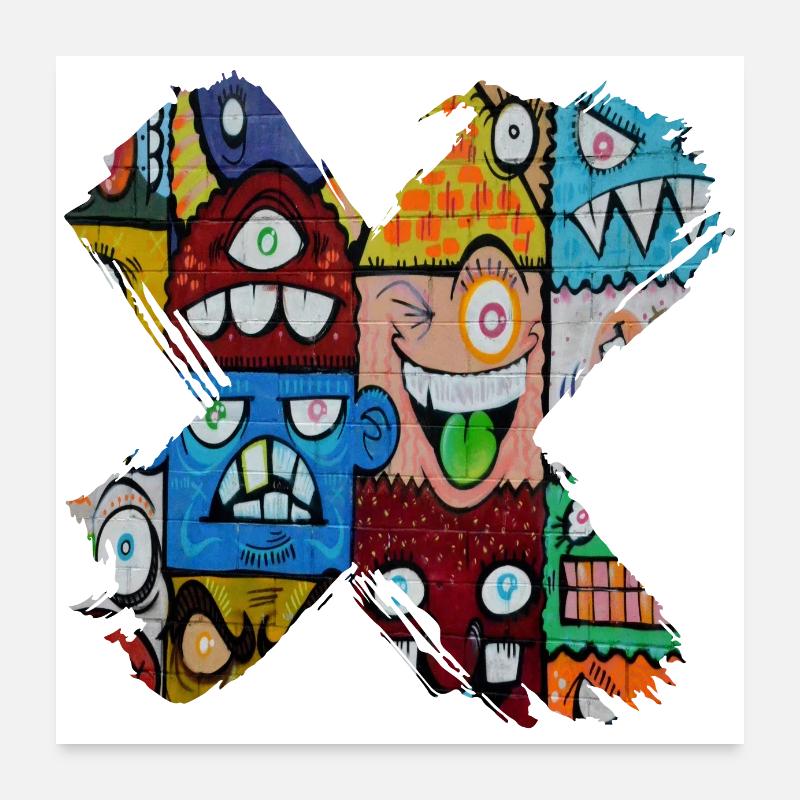 Graffiti style Splash hip hop couleurs peintre couleur Poster 60 x 60 cm