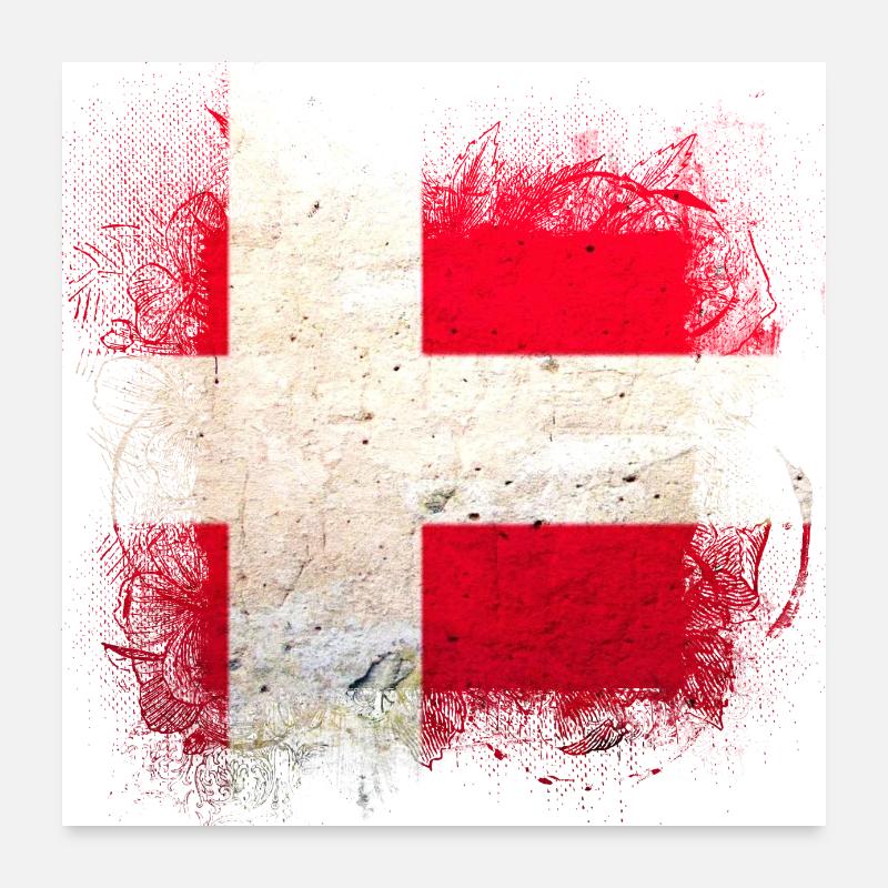 Denmark copenhagen danish scandinavia flag dansk Poster 24" x 24" (60x60 cm)