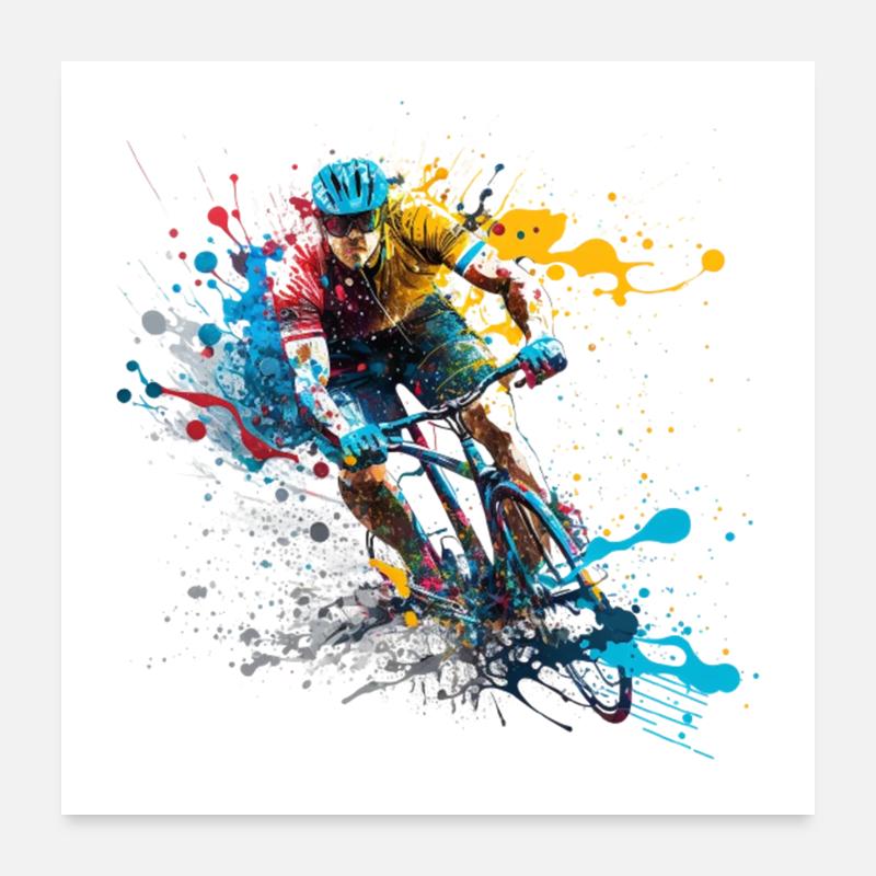 Radfahrer - Poster 60x60 cm - Weiß