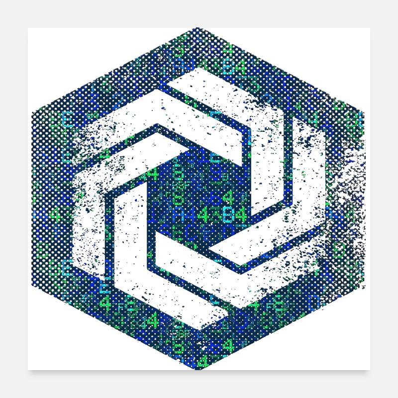 Hexagon-Programmierung Programmierer Codierung geometrisch Poster 60x60 cm